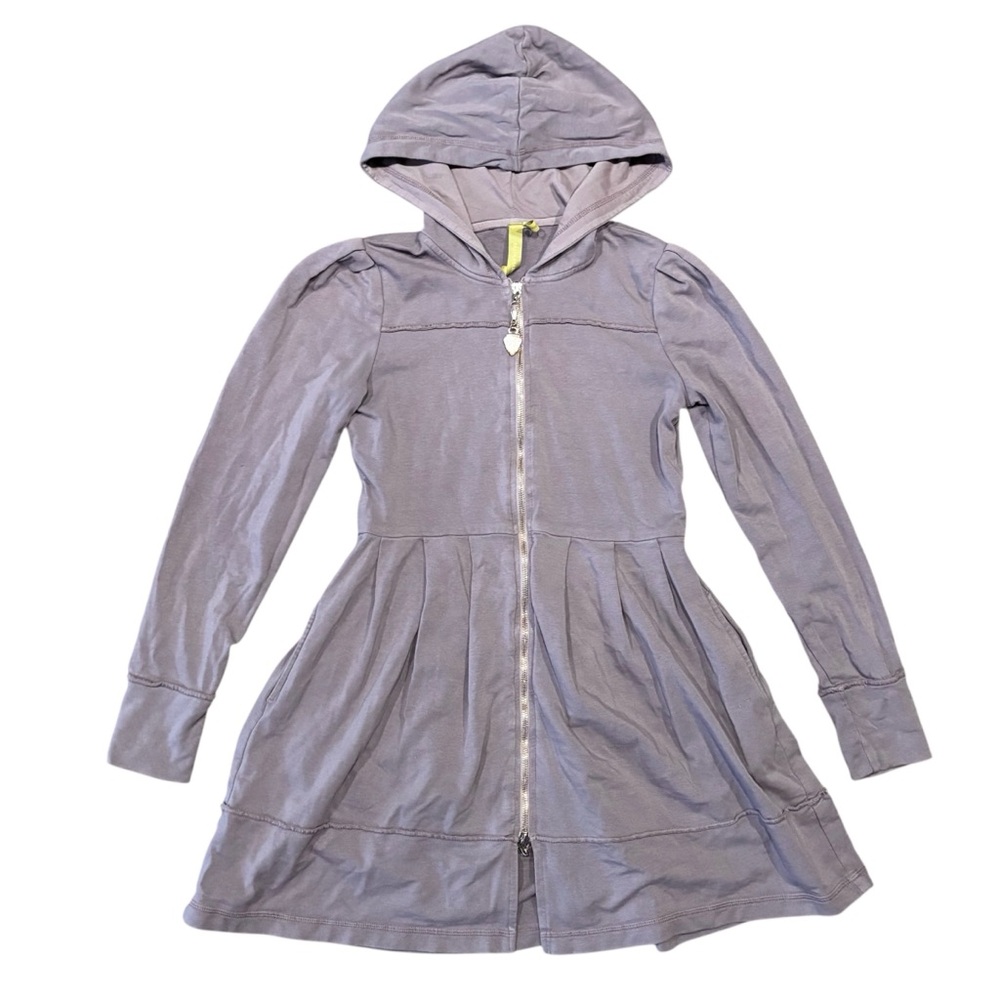 Green Dragon | Purple Stretchy Full Zip Boho Lagenlook Babydoll Hoodie - Picture 3 of 6